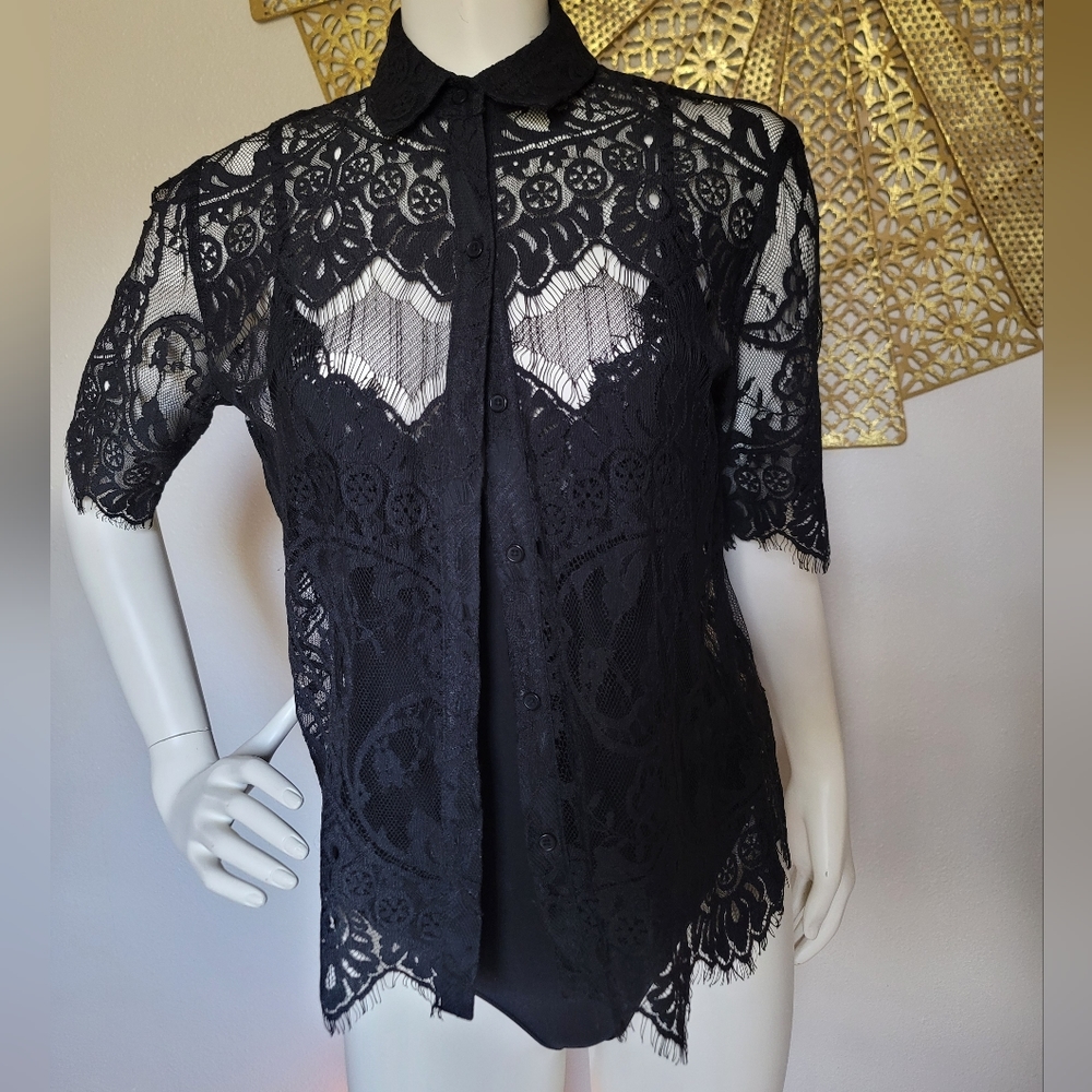 Girly goth button-down blouse